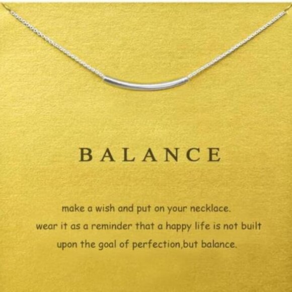Curved Bar Necklace – “Balance” Inspirational Minimalist Jewelry- Minimalist - Picture 1 of 6